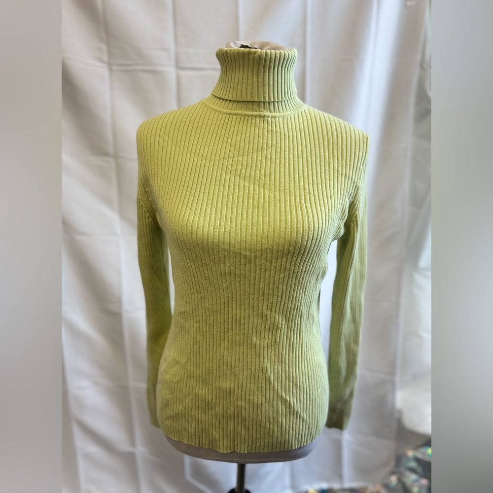 Vintage GAP Sweater Womens L‎ Light Green Chunky Ribbed Turtleneck Y2K Preppy